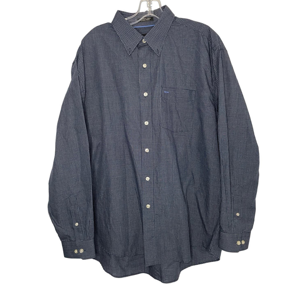 Van Heusen Blue Long Sleeve Shirt Mens Size L 16-16 1/2 Preppy Academia Office